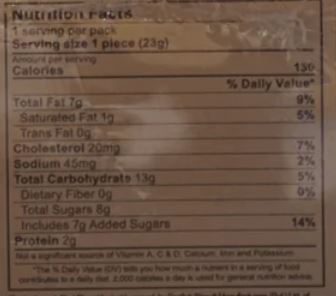 This is the Nutrition of EBM Cup Cake Up Double Chocolate.