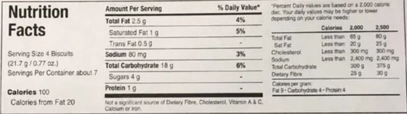 This is the Nutrition of EBM Marie Biscuit.
