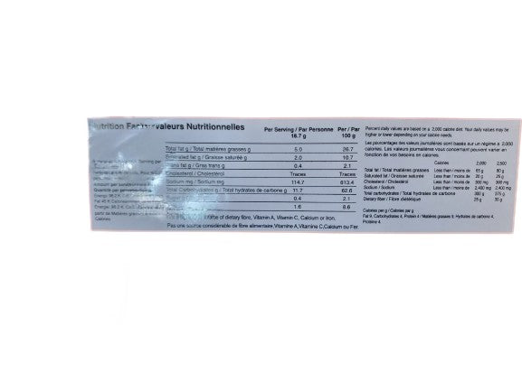 The Nutrition Facts of EBM Saltish Biscuit Pita Plus Inc.