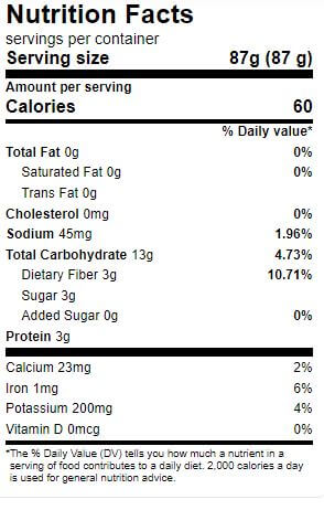 The Nutrition Facts of FLAV.R.PAC Mixed Vegetables