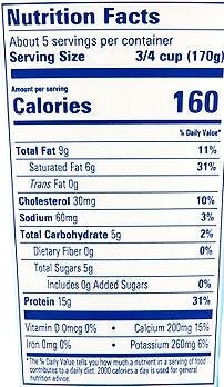 The Nutrition Facts of Fage FAGE Total 5% Large