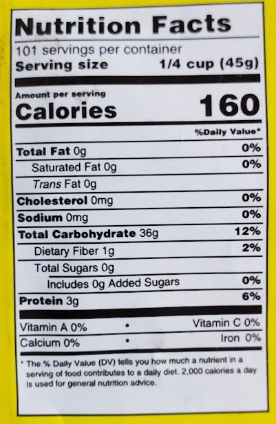 The Nutrition Facts of Falak Super Basmati Rice