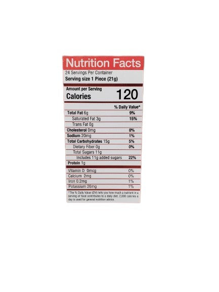The Nutrition Facts of GRB Butterscotch Soan Papdi 
