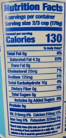 The Nutrition Facts of Gopi Whole Milk Yogurt 