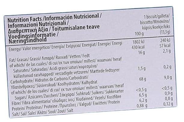 This is the Nutrition of Gullon Sugar Free Digestive Cookies.