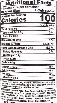 The Nutrition Facts of Hajoori Jeera Masala Kashmira Drink