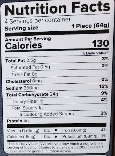 The Nutrition Facts of Haldiram Vada Pav (4pcs) 
