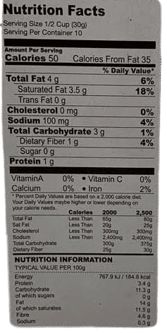 The Nutrition Facts of Haldiram Coconut Chutney 