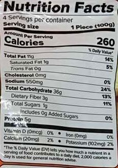 The Nutrition Facts of Haldiram's Aloo Gobhi Paratha (4pcs) 