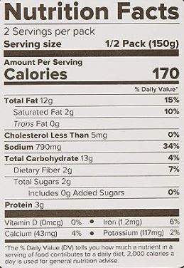 The Nutrition Facts of Haldiram's Aloo Mutter Minute Khana 