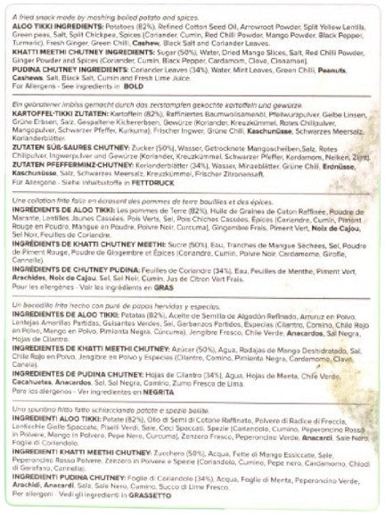 The Nutrition Facts of Haldiram's Aloo Tikki Minute Khana 