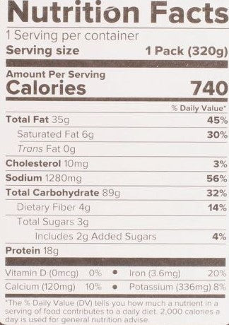 The Nutrition Facts of Haldiram's Choley Kulcha 