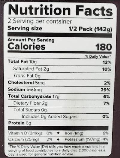 The Nutrition Facts of Haldiram's Dal Tadka Minute Khana 