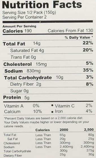 The Nutrition Facts of Haldiram's Kadhi Pakoda Minute Khana 