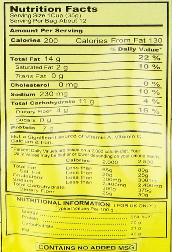 This is the Nutrition of Haldiram's Kashmiri Mixture.
