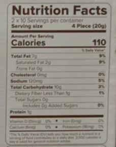 This is the Nutrition of Haldiram's Mathis Namak Para.