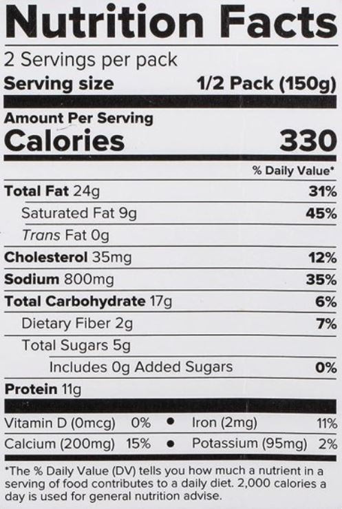 The Nutrition Facts of Haldiram's Mutter Paneer Minute Khana 