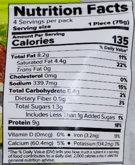 The Nutrition Facts of Haldiram's Plant Perfect Tandoori Patty 