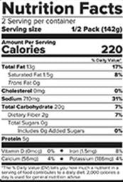 The Nutrition Facts of Haldiram's Punjabi Choley 