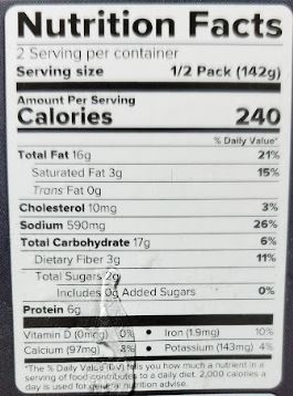 The Nutrition Facts of Haldiram's Vegetable Jhalfrezi Minute Khana 