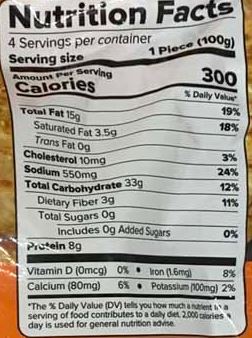 The Nutrition Facts of Haldirams Paneer Onion Paratha (4pcs) 
