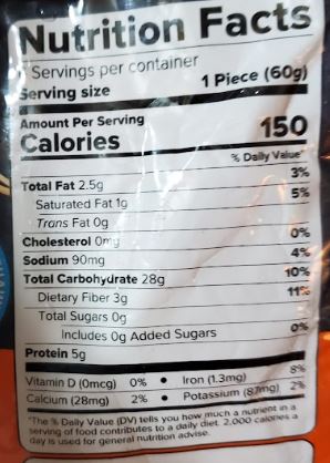 The Nutrition Facts of Haldirams Tandoori Roti (6pcs) 