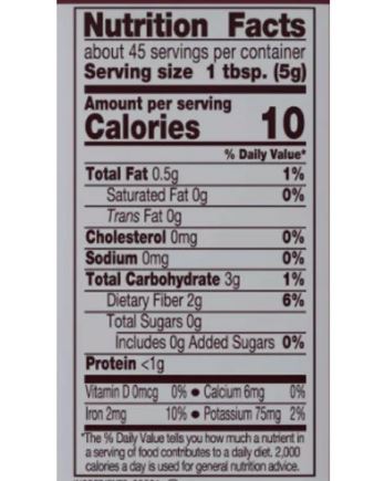 The Nutrition Facts of Hershey's Cocoa 