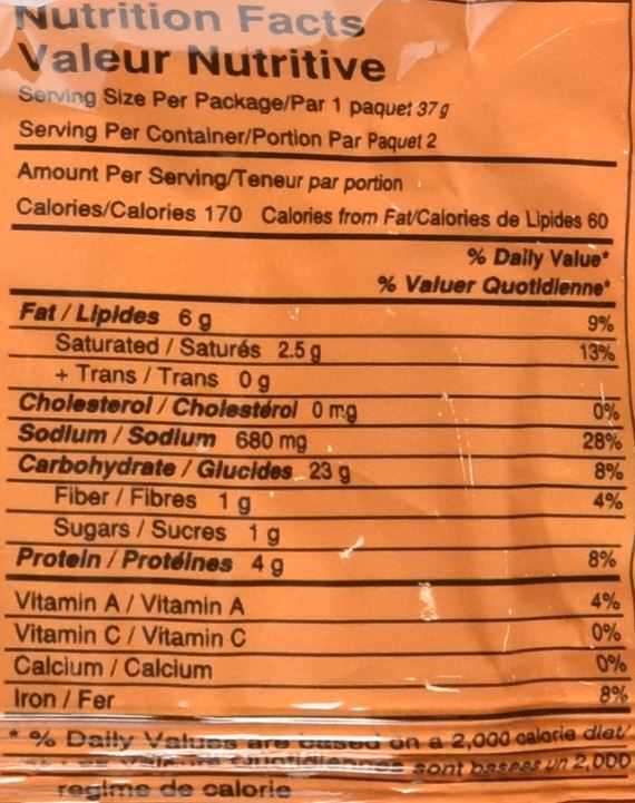 This is the Nutrition of Indomie Chicken Soup Noodles.