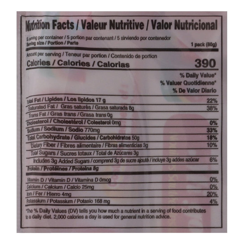 This is the Nutrition of Indomie Hot And Spicy Flavour.