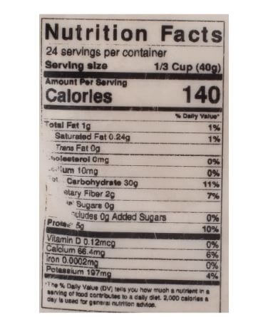 The Nutrition Facts of Jalpur Dhokra Flour