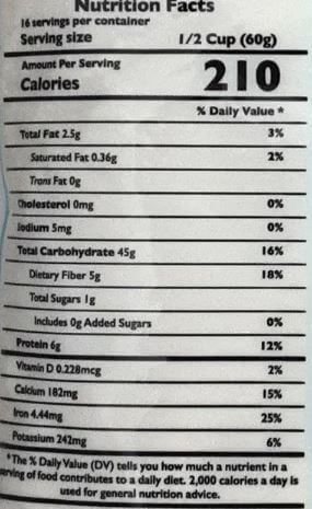 The Nutrition Facts of Jalpur Juwar Flour