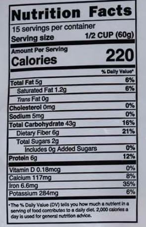 The Nutrition Facts of Jalpur Khichdi Flour
