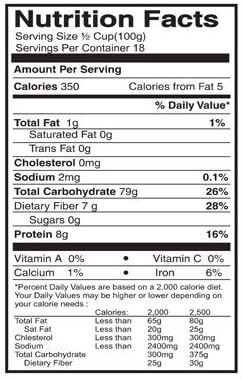 The Nutrition Facts of Jiva Organic Basmati Rice Large