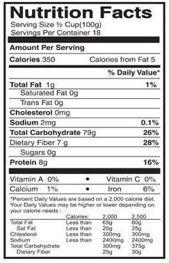 The Nutrition Facts of Jiva Organic Basmati Rice Small