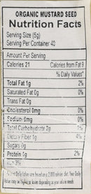 The Nutrition Facts of Jiva Organic Black Mustard seeds 