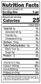 The Nutrition Facts of Jiva Organic Garam Masala 