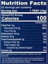 The Nutrition Facts of Jiva Organic Ghee Small