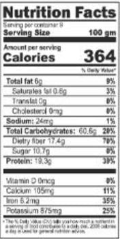 The Nutrition Facts of Jiva Organic Kala Chana 