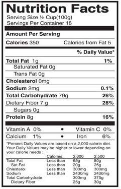 The Nutrition Facts of Jiva Organic Rice Flour