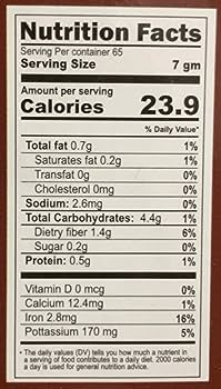 The Nutrition Facts of Jiva Organic Turmeric Powder  Jar 