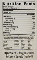 The Nutrition Facts of Jiva Organics Raw Sesame tahini 