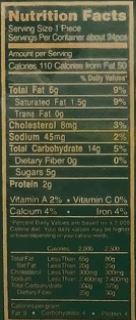 The Nutrition Facts of This is the Nutrition of KCB Cake Rusk (Vegetarians).