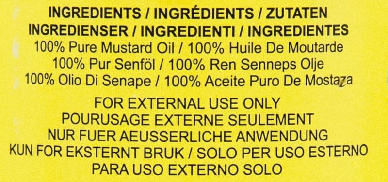 The Nutrition Facts of KTC Pure Mustard Oil