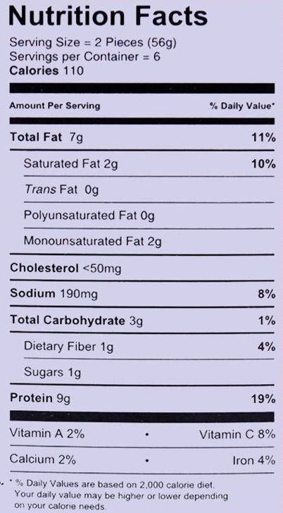 The Nutrition Facts of K&N Chicken Kofta 