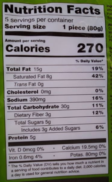 The Nutrition Facts of Kawan Malabar Roti 