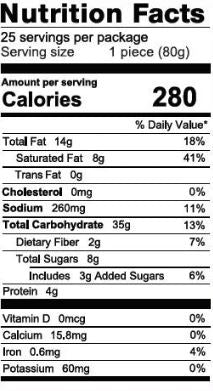The Nutrition Facts of Kawan Paratha Value pack (25pcs) 