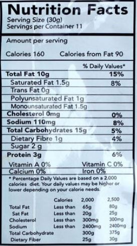This is the Nutrition of Kenyan Chevda Masala.