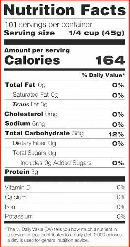 The Nutrition Facts of Khazana Basmati Rice
