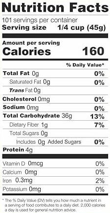 The Nutrition Facts of Khazana Organic Sona Masoori Rice
