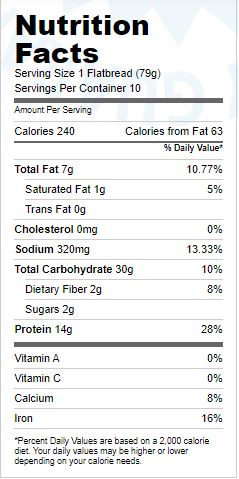 The Nutrition Facts of Kontos Onion Naan 